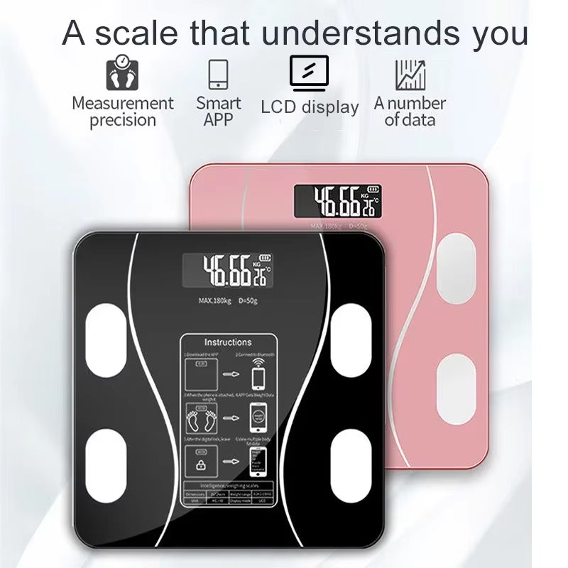 Smart Body Fat Scale Wireless Digital Bathroom Scale Bluetooth Electronic Weight Scale with Smartphone App