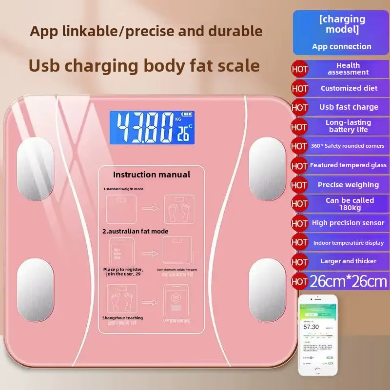 Smart Body Fat Scale Wireless Digital Bathroom Scale Bluetooth Electronic Weight Scale with Smartphone App